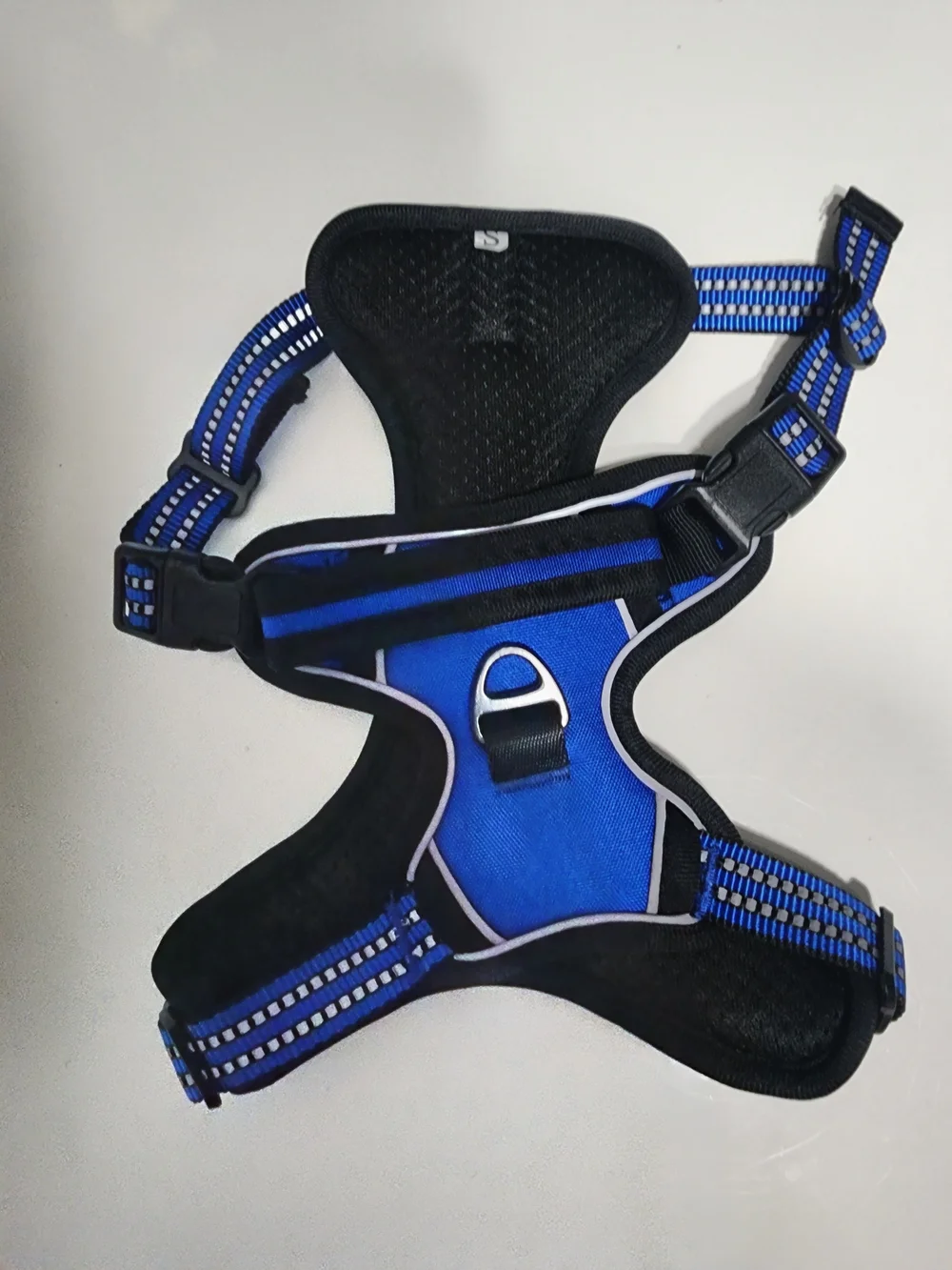 Sturdy Blue Reflective Dog Harness with 2 Metal D-Ring For Size S Up To 20 lbs